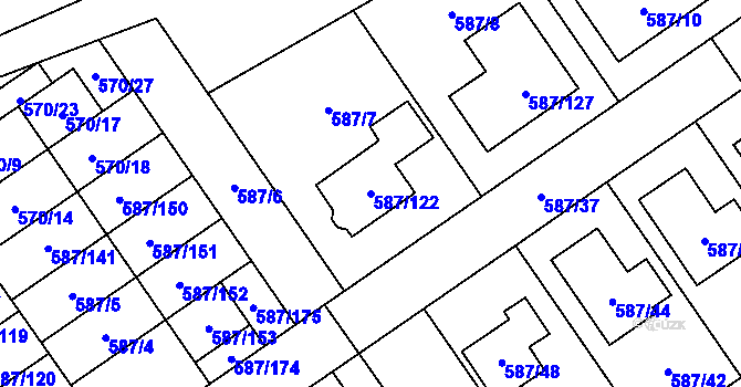 Parcela st. 587/122 v KÚ Syrovice, Katastrální mapa