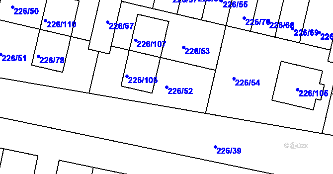 Parcela st. 226/52 v KÚ Syrovice, Katastrální mapa