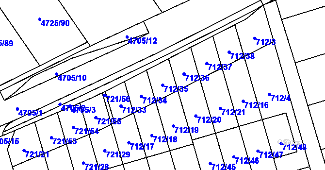 Parcela st. 712/35 v KÚ Syrovice, Katastrální mapa