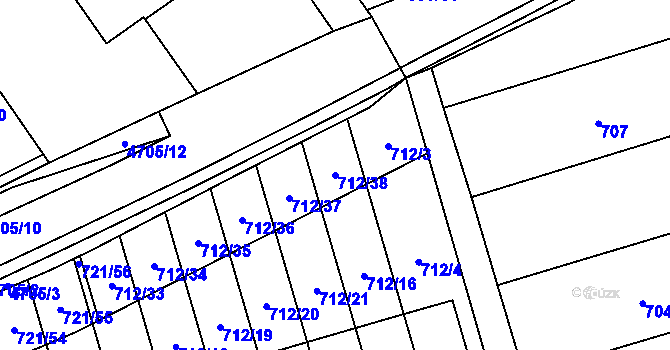 Parcela st. 712/38 v KÚ Syrovice, Katastrální mapa