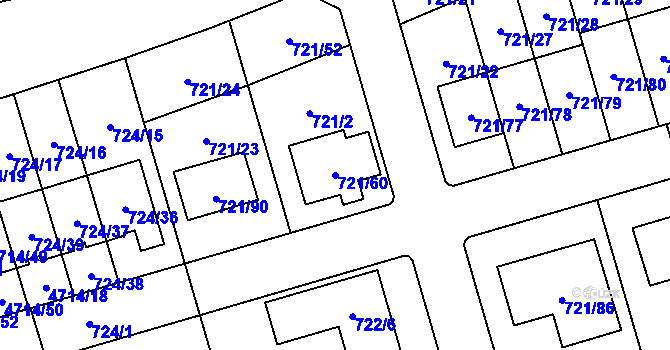 Parcela st. 721/60 v KÚ Syrovice, Katastrální mapa