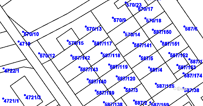 Parcela st. 587/118 v KÚ Syrovice, Katastrální mapa