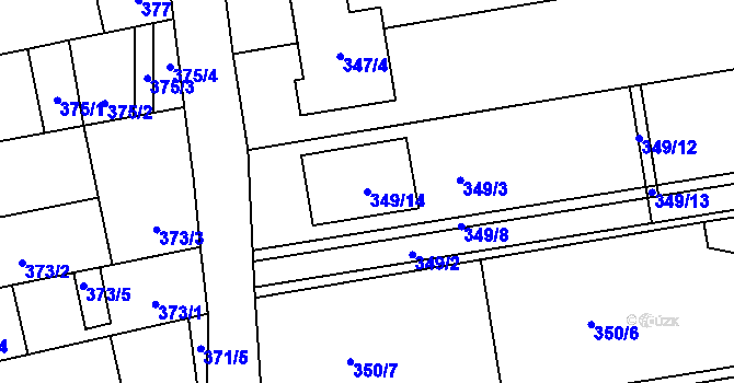 Parcela st. 349/14 v KÚ Syrovice, Katastrální mapa