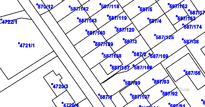 Parcela st. 587/138 v KÚ Syrovice, Katastrální mapa