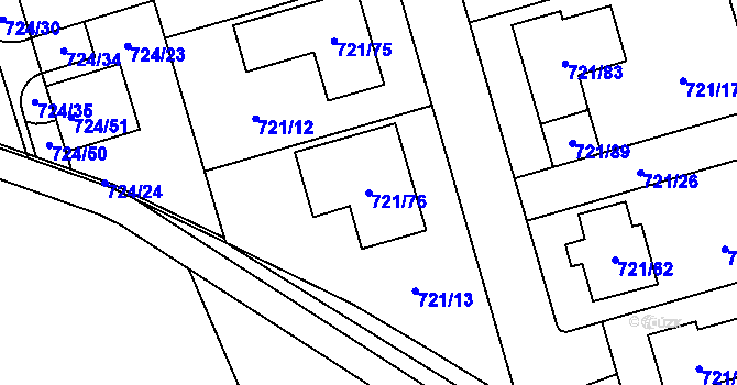 Parcela st. 721/76 v KÚ Syrovice, Katastrální mapa