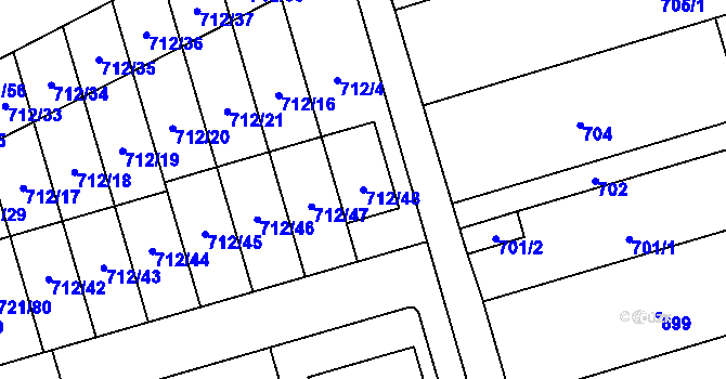 Parcela st. 712/48 v KÚ Syrovice, Katastrální mapa
