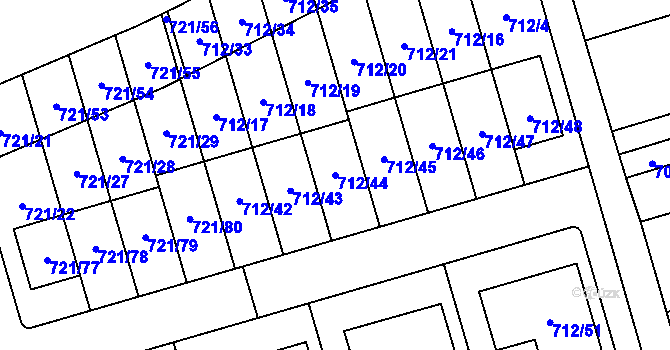 Parcela st. 712/44 v KÚ Syrovice, Katastrální mapa