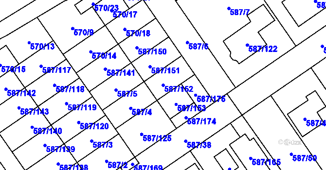 Parcela st. 587/152 v KÚ Syrovice, Katastrální mapa