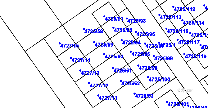 Parcela st. 4725/60 v KÚ Syrovice, Katastrální mapa
