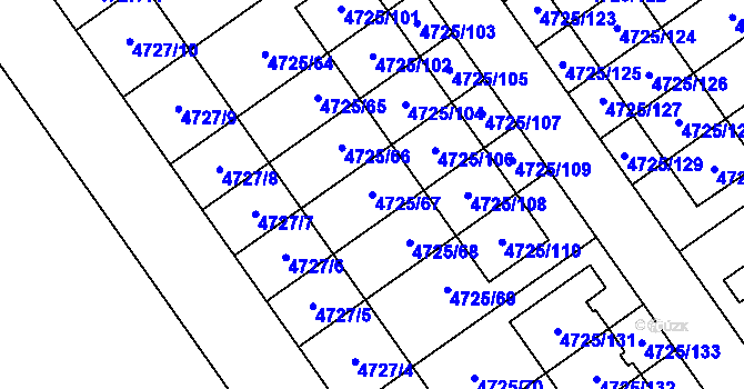 Parcela st. 4725/67 v KÚ Syrovice, Katastrální mapa