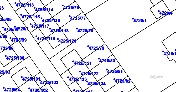 Parcela st. 4725/79 v KÚ Syrovice, Katastrální mapa