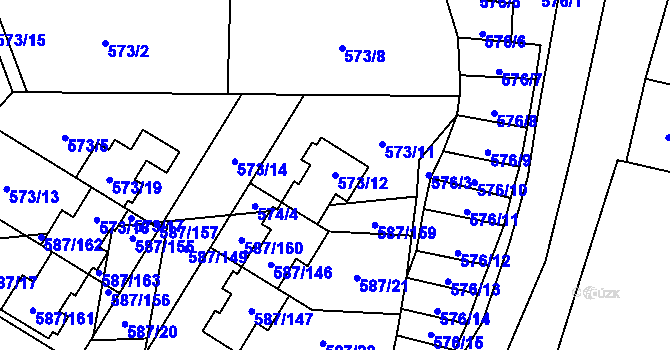 Parcela st. 573/12 v KÚ Syrovice, Katastrální mapa