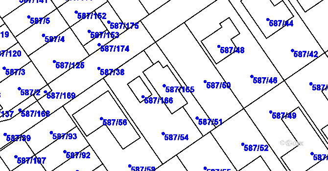 Parcela st. 587/165 v KÚ Syrovice, Katastrální mapa