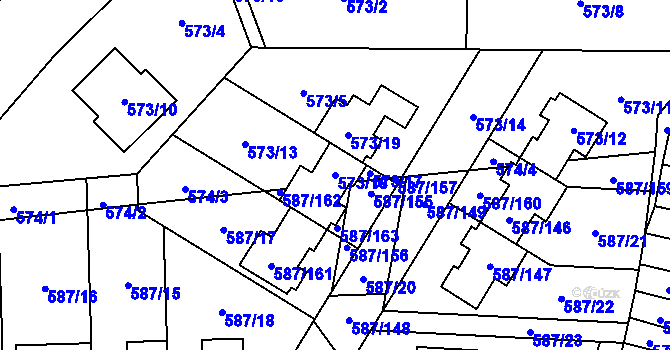 Parcela st. 573/18 v KÚ Syrovice, Katastrální mapa
