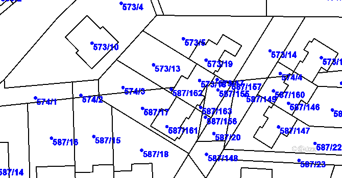 Parcela st. 587/162 v KÚ Syrovice, Katastrální mapa