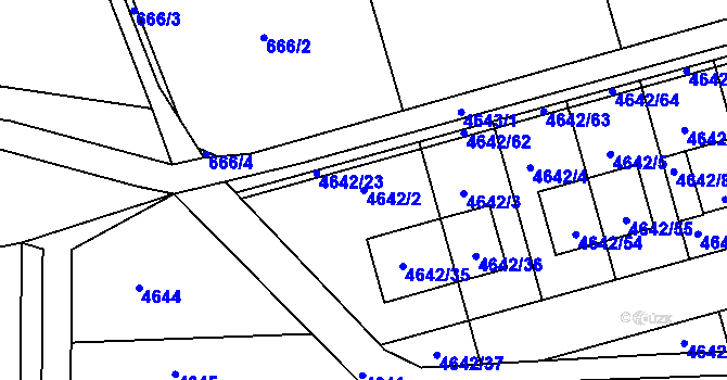 Parcela st. 4642/2 v KÚ Syrovice, Katastrální mapa