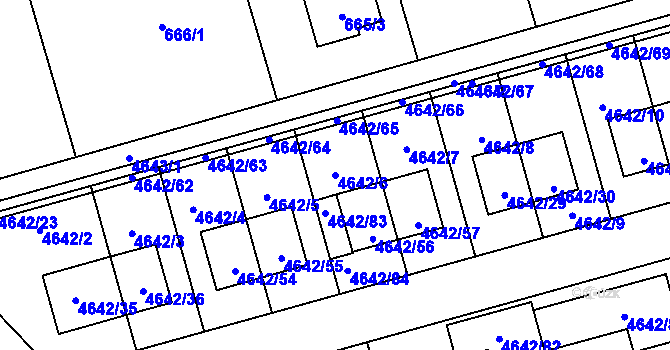 Parcela st. 4642/6 v KÚ Syrovice, Katastrální mapa