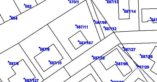 Parcela st. 587/167 v KÚ Syrovice, Katastrální mapa