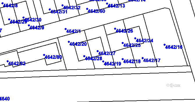 Parcela st. 4642/27 v KÚ Syrovice, Katastrální mapa