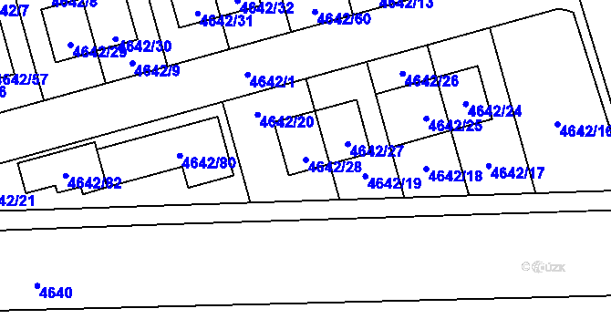 Parcela st. 4642/28 v KÚ Syrovice, Katastrální mapa