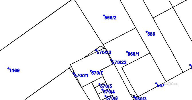 Parcela st. 570/20 v KÚ Syrovice, Katastrální mapa