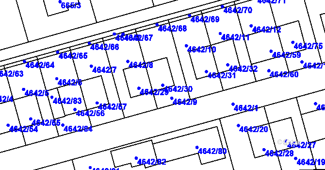 Parcela st. 4642/30 v KÚ Syrovice, Katastrální mapa
