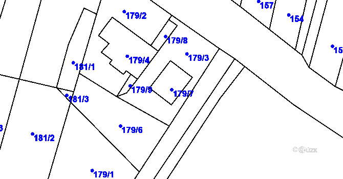 Parcela st. 179/7 v KÚ Syrovice, Katastrální mapa