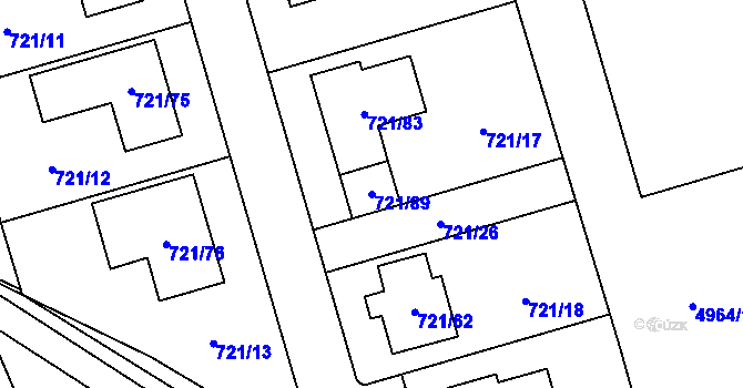 Parcela st. 721/89 v KÚ Syrovice, Katastrální mapa