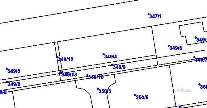 Parcela st. 349/4 v KÚ Syrovice, Katastrální mapa