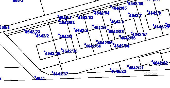 Parcela st. 4642/54 v KÚ Syrovice, Katastrální mapa
