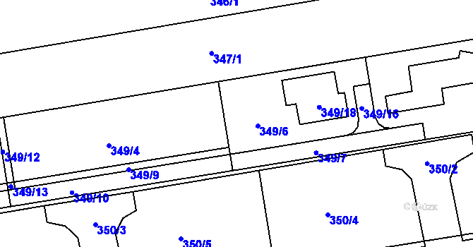 Parcela st. 349/11 v KÚ Syrovice, Katastrální mapa
