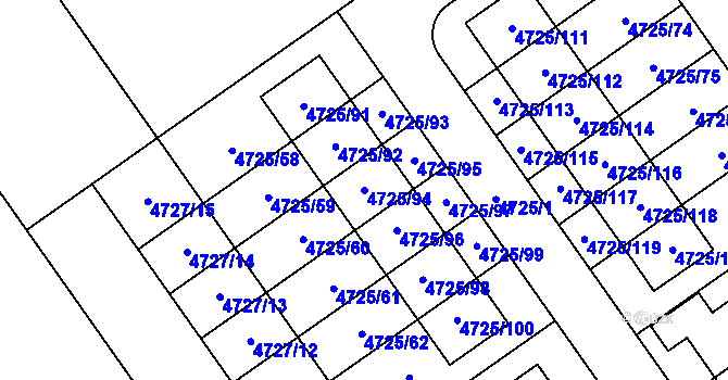 Parcela st. 4725/94 v KÚ Syrovice, Katastrální mapa