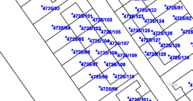 Parcela st. 4725/106 v KÚ Syrovice, Katastrální mapa