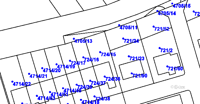 Parcela st. 724/15 v KÚ Syrovice, Katastrální mapa