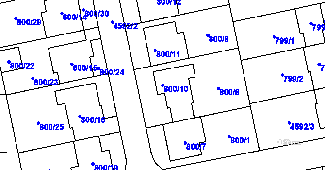 Parcela st. 800/10 v KÚ Syrovice, Katastrální mapa