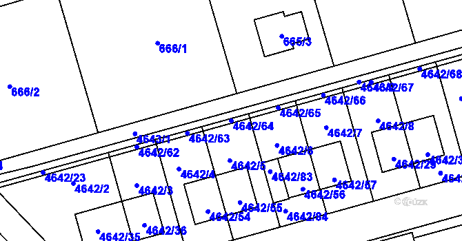 Parcela st. 4642/64 v KÚ Syrovice, Katastrální mapa