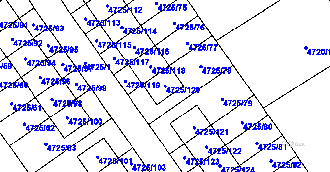 Parcela st. 4725/120 v KÚ Syrovice, Katastrální mapa