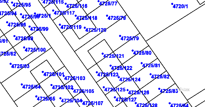 Parcela st. 4725/121 v KÚ Syrovice, Katastrální mapa