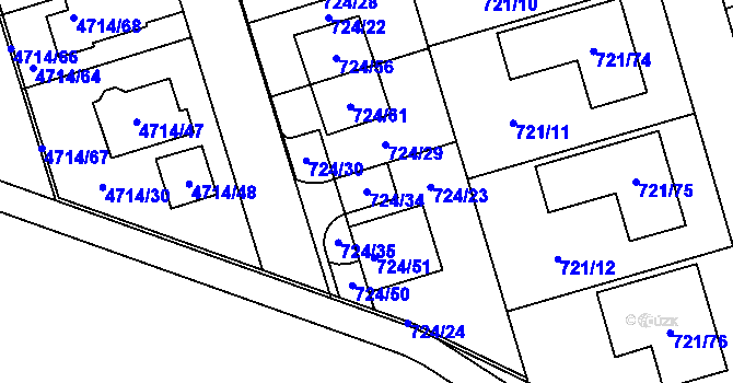 Parcela st. 724/34 v KÚ Syrovice, Katastrální mapa