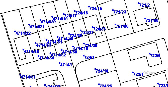 Parcela st. 724/38 v KÚ Syrovice, Katastrální mapa