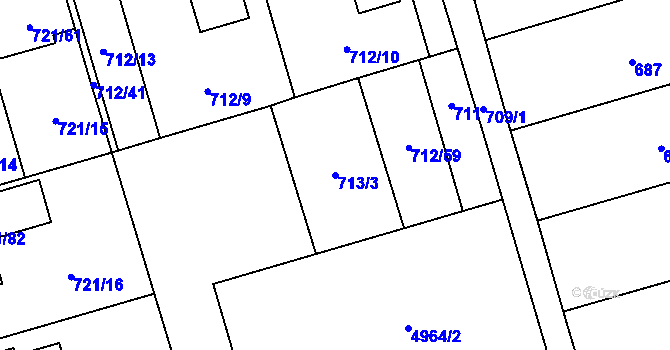 Parcela st. 713/3 v KÚ Syrovice, Katastrální mapa