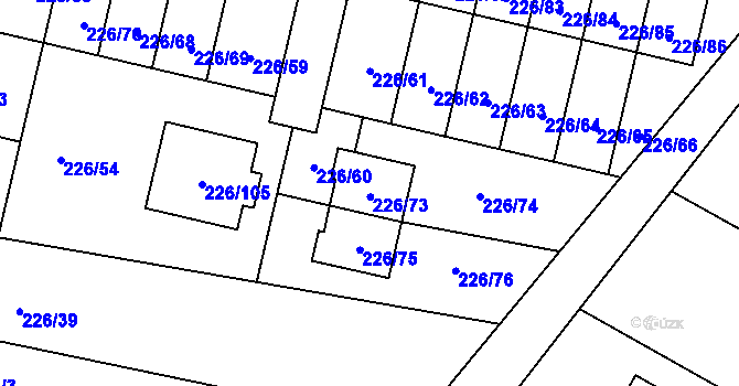 Parcela st. 226/73 v KÚ Syrovice, Katastrální mapa
