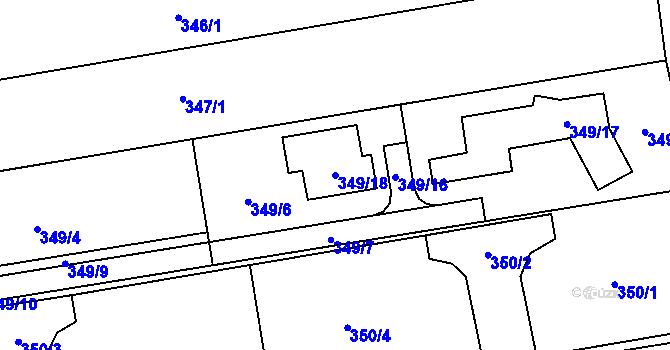 Parcela st. 349/18 v KÚ Syrovice, Katastrální mapa