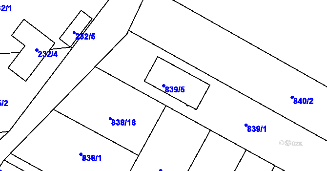 Parcela st. 839/5 v KÚ Syrovice, Katastrální mapa