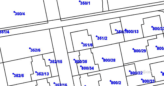 Parcela st. 351/6 v KÚ Syrovice, Katastrální mapa