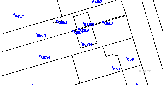 Parcela st. 657/4 v KÚ Syrovice, Katastrální mapa