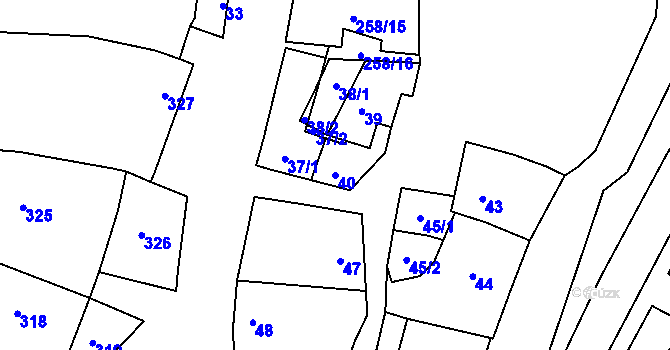 Parcela st. 40 v KÚ Syrovín, Katastrální mapa