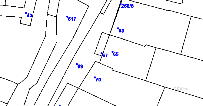 Parcela st. 67 v KÚ Syrovín, Katastrální mapa