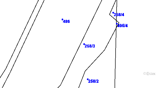 Parcela st. 258/3 v KÚ Syrovín, Katastrální mapa