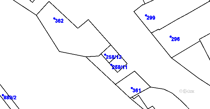 Parcela st. 258/12 v KÚ Syrovín, Katastrální mapa